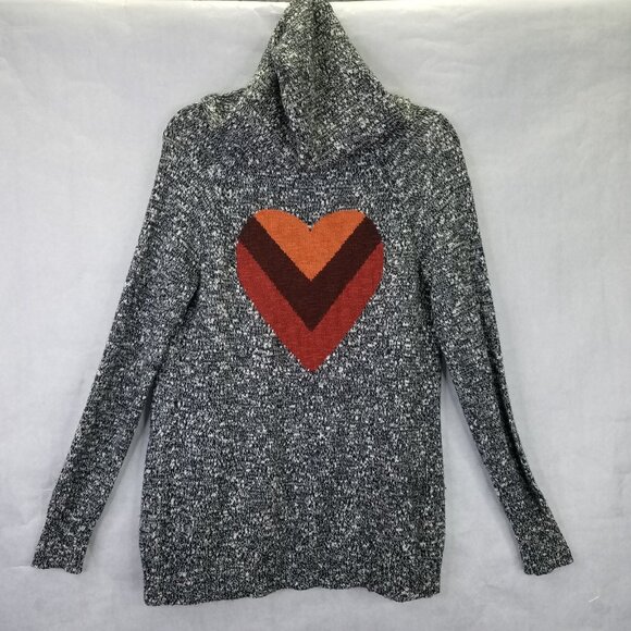 Life Is Good Hoodie Cardigan Women's S Sunset Heart Black White Knit Open Front - Picture 9 of 15